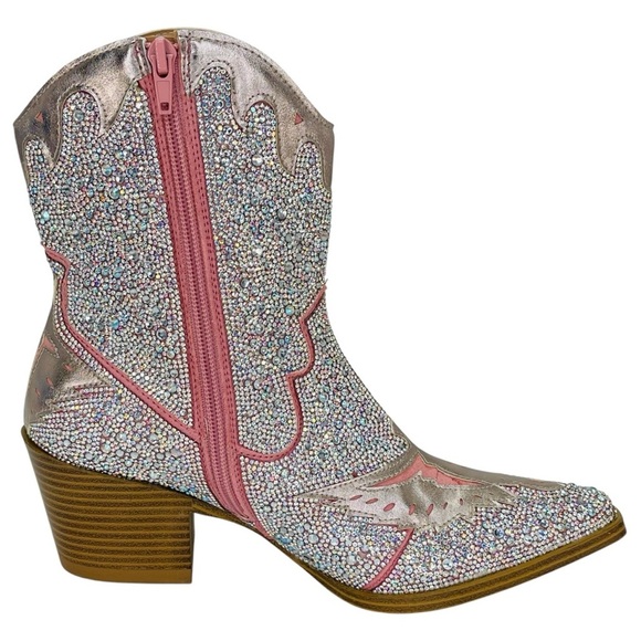 Wild Pair Lourdez Rhinestone Western Style Womens Ankle Boots Size 6M - Picture 5 of 14